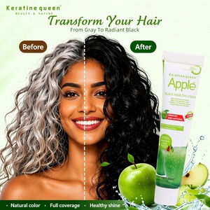 Crema de Tinte para el Cabello Negra Instantánea de 5 Minutos, 60ml*2, con Extracto de Manzana, Crema Suave para Colorear el Cabello, Paquete Doble para Uso en Casa o Salón de Belleza - Product Image 1