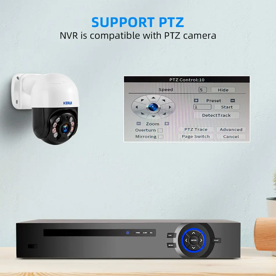 KERUI NVR 4CH untuk kamera POE, perekam Video jaringan Full HD deteksi gerakan wajah manusia 4K NVR sistem pengawasan CCTV
