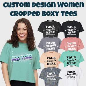 Design personnalisé pour femmes, cropped Boxy Tees, haut en coton respirant, tailles XS XXS, ajusté, logo court, impression de textes photo - Product Image 5