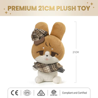 Jouet en peluche certifié ASTM EN71 CPC, lapin détective brun de 21 cm avec chapeau et écharpe à carreaux, jouet en peluche vintage esthétique