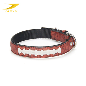 나일론 개 목걸이 고품질 PU 및 부드러운 나일론 애완 동물 강아지 축구 패턴 칼라 사용자 정의 로고 칼라 개 - Product Image 2
