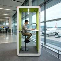 Hecor Cabine de bureau préfabriquée, cabine vocale insonorisée en aluminium, petites cabines téléphoniques privées, cabine de transport