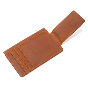 Porte-cartes en cuir véritable avec aimant puissant, logo personnalisable, OEM ODM, pince à billets magnétique, portefeuille pour cartes - Product Image 4