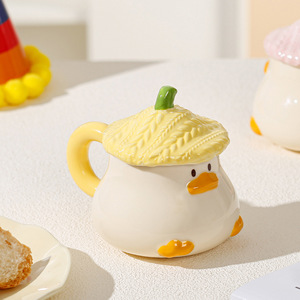แก้วเซรามิค 3 มิติ ลายเป็ดน่ารัก พร้อมฝาปิด - Product Image 1