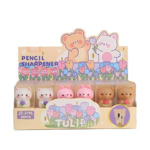 Pengasah Pensil Kartun Anime Sekolah, Pengasah Pensil Mini Praktis untuk Siswa, Pengasah Pensil Silikon Lubang Tunggal - Product Image 1