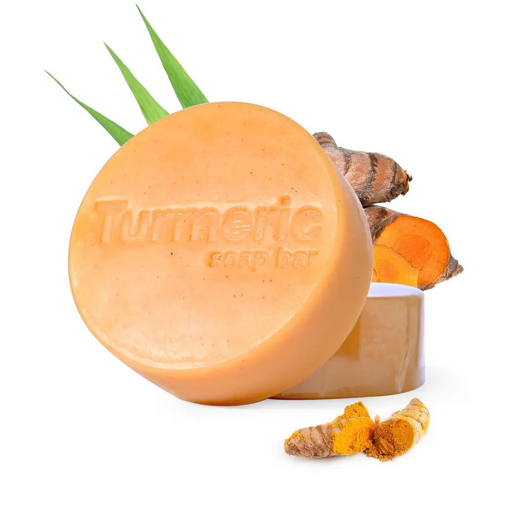 Atacado de etiqueta privada natural turmerica orgânica, limpeza profunda, anti acne, artesanal, tumeric bar, sabonete para clareamento da pele