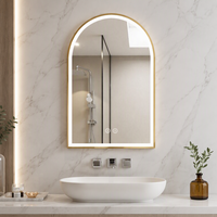 Miroir LED en forme d'arche pour salle de bain, hôtel, double interrupteur tactile, IP44 étanche, anti-buée, miroir mural éclairé