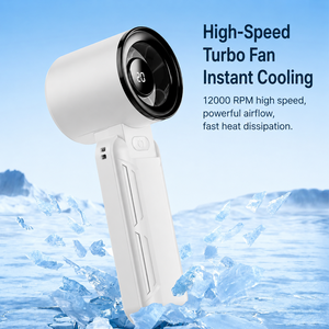 12000RPM Turbo Handheld <b>Fan</b> Portable Mini <b>Fan</b> with <b>LED</b> Display 5 Speed Adjustable Folding Design Rechargeable For Outdoor Travel - Product Image 4