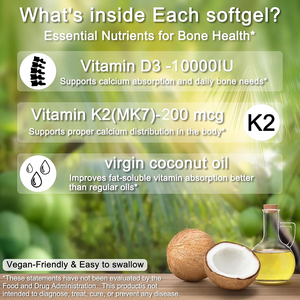 Vitamina D3 y VITAMINA K2 de marca privada de alta calidad que favorecen la salud de los huesos y los dientes y mantienen la salud cardiovascular en cápsulas blandas. - Product Image 4