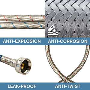 Tuyau d'arrivée d'eau chaude et froide manuel en acier inoxydable 304 durable avec coude à 90 degrés pour usage extérieur et hôtelier - Product Image 5