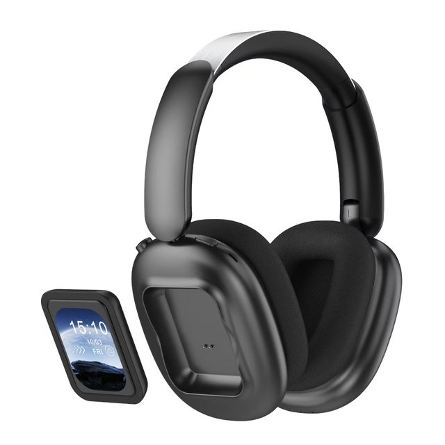 2026 New Foldable Noise Cancelling Headphones ANC Headphone Wireless V6.0 with Removable Battery with Colorful Touch LED Screen