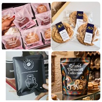 Sachet en plastique transparent mat laminé imprimé sur mesure pour biscuits, bonbons, petits gâteaux, avec fermeture thermique