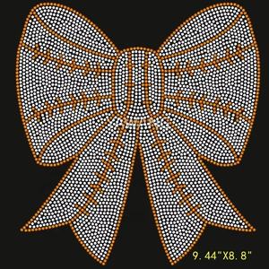 Personalización Bling Bowtie Hotfix Crystal Transfers Día deportivo Béisbol Voleibol Bowknot Flatback Strass Iron on Transfers DIY - Product Image 1