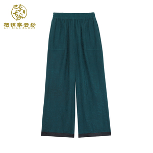 Xiangyun fil nouveau chinois mûrier soie écologique été plat avant large pantalon femmes Style chinois - Product Image 2