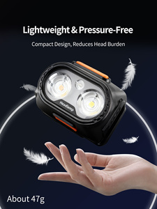 Lampe frontale de camping LED blanche rechargeable Type-C, luminosité réglable, étanche IP67, avec batterie 2000 mAh, faisceau lumière du jour 6000K - Product Image 5