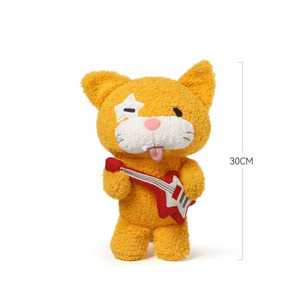 Peluche de Gato Guitarrista Naranja Suave Certificado por ASTM, Juguete de Peluche de Gatito Kawaii de Estrella de <span class=keywords><strong>Rock</strong></span>, Amigable con la Piel - Product Image 4
