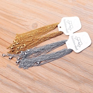 Stainless Steel Necklace 1.5mm O-Shaped Flattened <b>Chain</b> <b>Cross</b> Design Clavicle <b>Chain</b> Gold Silver Color For Gift - Product Image 1