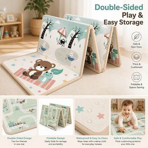 Tapis de jeu pliable multifonctionnel XPE pour bébé, grand tapis de sol compact pour pique-nique en extérieur et rangement d'appartement - Product Image 3