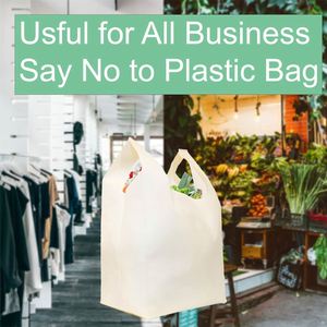 Cheap Eco Grocery Shopping Gift Recycled Waterproof T-Shirt Foldable Vest Tote Beige <b>Pla</b> Non Woven Bag - Product Image 2