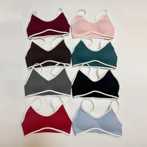 Reggiseni sportivi Ignite per donna, senza cuciture, modello Spoon, <span class=keywords><strong>reggiseno</strong></span> da yoga con spalline a contrasto e schiena scoperta, <span class=keywords><strong>reggiseno</strong></span> da palestra leggero, top corto da yoga. - Product Image 6