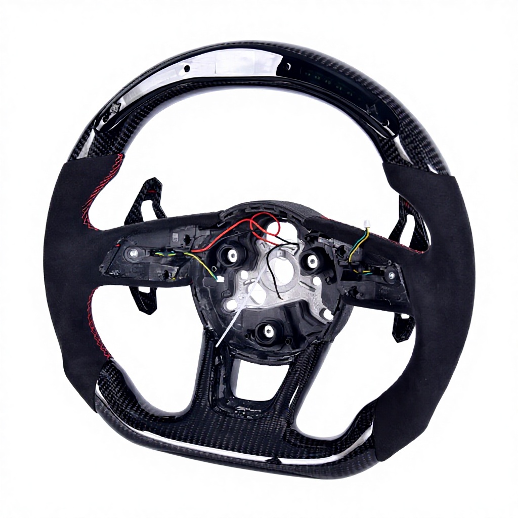 Fibra de carbono+cuero perforado+LED
