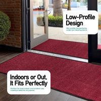 Tapis commercial à double bande, à envers en TPE découpable, à dessus en polyester bouclé, résistant aux taches, antibactérien, résistant aux UV, facile à nettoyer, pour porche
