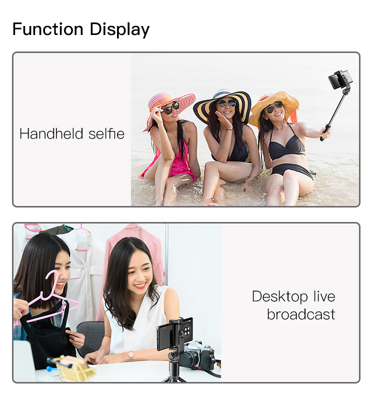 Yesido SF11 Flexible 5 part telescopic triple selfie stick phone holder