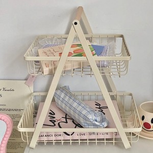 Double Layer Desktop <b>Storage</b> <b>Basket</b> Rectangle 2 Tier Portable Standing Fruit Snack <b>Vegetable</b> Organizer - Product Image 2
