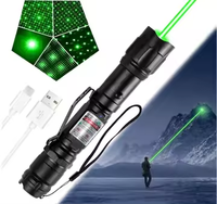 NOUVEAU Pointeur laser vert Lampe de poche haute puissance longue portée de 500 mètres rechargeable pour USB avec tête d'étoile réglable