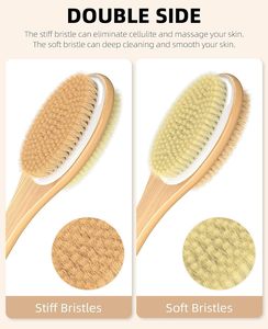Cepillo de Baño Exfoliante Corporal Reutilizable con Mango Largo de Madera Ecológico y Cerdas Naturales de Luffa y Bambú, Cabezal Reemplazable, Venta al por Mayor - Product Image 2