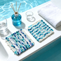 Sous-verre en jacquard tissé à la main, coloré, rayé, avec franges, style bohème, absorbant, pour protéger la table