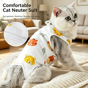 Body de Lujo OEM de Algodón Ecológico <span class=keywords><strong>para</strong></span> Mascotas, Transpirable, Postoperatorio, Anti-Lamido, <span class=keywords><strong>para</strong></span> Recuperación de Cirugía/Esterilización/Parto en Gatos - Product Image 1