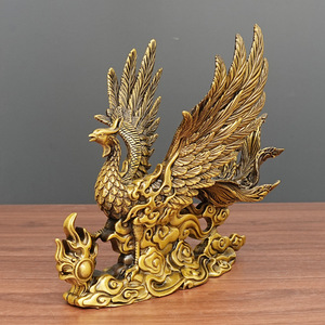 Adorno de Fénix de latón cuatro espíritus Suzaku Chengxiang decoración de sala de estar artesanías regalos de boda decoración de dormitorio - Product Image 4