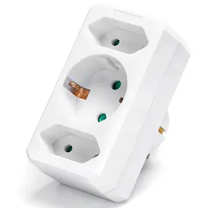 Adaptador de corriente multidireccional 1 a 3, compatible con estándar alemán, ideal para conectar múltiples dispositivos - Product Image 1