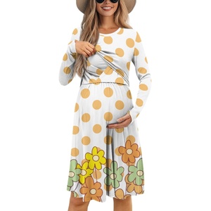 Vestido de lactancia de estrella <span class=keywords><strong>morada</strong></span> con estampado completo para mujer, <span class=keywords><strong>ropa</strong></span> de maternidad para amamantar, vestido de cuello redondo, <span class=keywords><strong>ropa</strong></span> posparto para embarazo - Product Image 3