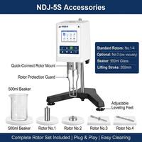 Viskometer Rotasi Digital NDJ-5S 1-100000 MPas 4 Kecepatan Rotor 1-4 Pelapis Cat Tinta Cairan Penguji Viskositas Laboratorium
