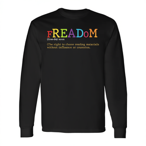 T-shirt promotionnel à manches longues « Définition de la liberté » pour la lecture de livres interdits avec graphique « Je lis » - Product Image 3