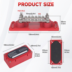 Heavy Duty Bus Bar 12 Position M6 <b>Terminal</b> Block Red Copper Screw Connection 48V Power Distribution Panel - Product Image 1