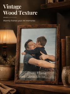 SESEAT <b>8x10</b> Brown MDF <b>Photo</b> <b>Frame</b> Set of 6 5x7 & <b>8x10</b> Sizes With/Without Mat Tabletop/Wall Mount - Product Image 3