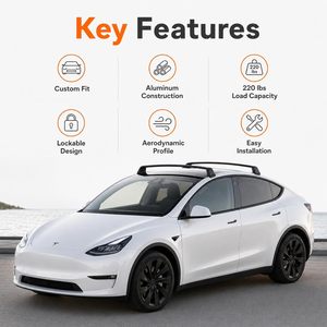 Barres transversales <span class=keywords><strong>de</strong></span> <span class=keywords><strong>toit</strong></span> en aluminium robustes et verrouillables, capacité <span class=keywords><strong>de</strong></span> charge <span class=keywords><strong>de</strong></span> 220 lb, pour <span class=keywords><strong>Tesla</strong></span> <span class=keywords><strong>Model</strong></span> Y Juniper 2020 à 2026 - Product Image 4