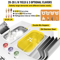 Machine à crème glacée professionnelle de haute précision certifiée CE, 2+1 saveurs, machine à glace molle 2450W, pour yaourt glacé, fruits et noix
