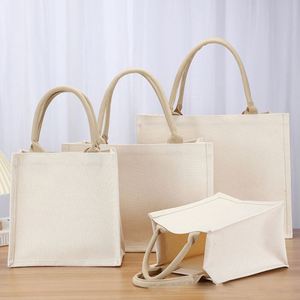 Sac en jute laminé écologique avec logo personnalisé, sac de plage réutilisable en lin, sacs de shopping en toile de jute - Product Image 3