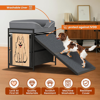 Robustes, umweltfreundliches Hundesofa aus Metall im rechteckigen Design mit herausnehmbaren, waschbaren Aufbewahrungsschubladen und Rampe für Arbeit/Gaming – Kartonverpackung