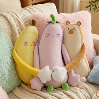 Coussin corporel en peluche douce de 90/120 cm, adorable jouet en peluche en forme de banane et d'aubergine pour la décoration de chambre et la détente avant le sommeil
