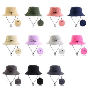 Logo personnalisé en gros en plein air été 100% polyester imperméable compressible chapeau seau été plage chapeau extérieur casquette pour femmes hommes