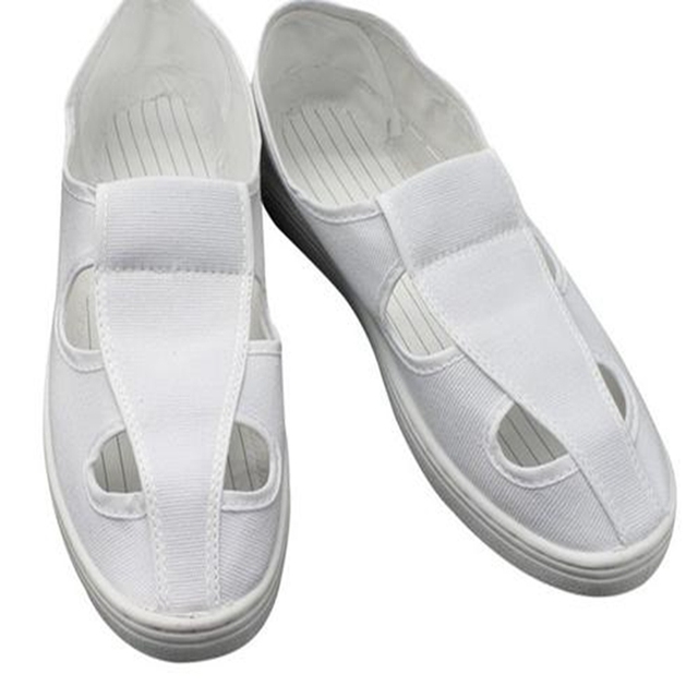 White ESD Boots Antistatic Conductive PVC & PU Shoes with Four Holes and ESD Sole for Electronics Factories