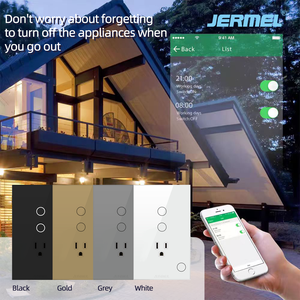 <span class=keywords><strong>Enchufe</strong></span> Eléctrico Inteligente JERMEL de Vidrio Templado, 1 <span class=keywords><strong>Enchufe</strong></span> Plano, 3 Interruptores, Control Inalámbrico por Wi-Fi Tuya, 16A, IP20, <span class=keywords><strong>Enchufe</strong></span> de Pared, Compatible con Google - Product Image 2