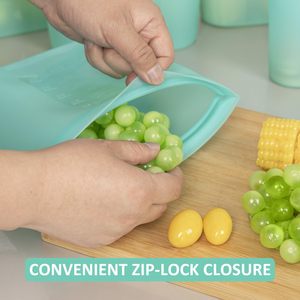 Sacos de Armazenamento de Alimentos Reutilizáveis 100% Silicone, Pacote com 12, Recipientes com Fecho Zip Lock, Seguros para <span class=keywords><strong>Freezer</strong></span>/Micro-ondas/Forno/Lava-louças, 4 de Cada Tamanho - Product Image 2