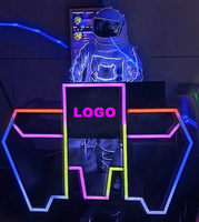 Comptoir de bar lumineux en métal acrylique avec lumières LED, table de stand de DJ dédiée bar et discothèque