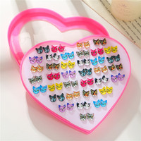 Vente flash - Bijoux fantaisie de qualité supérieure - Ensemble de 36 paires de boucles d'oreilles - Style coréen - Opale - Petites boucles d'oreilles